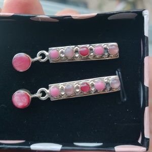 Silver and pink earrings